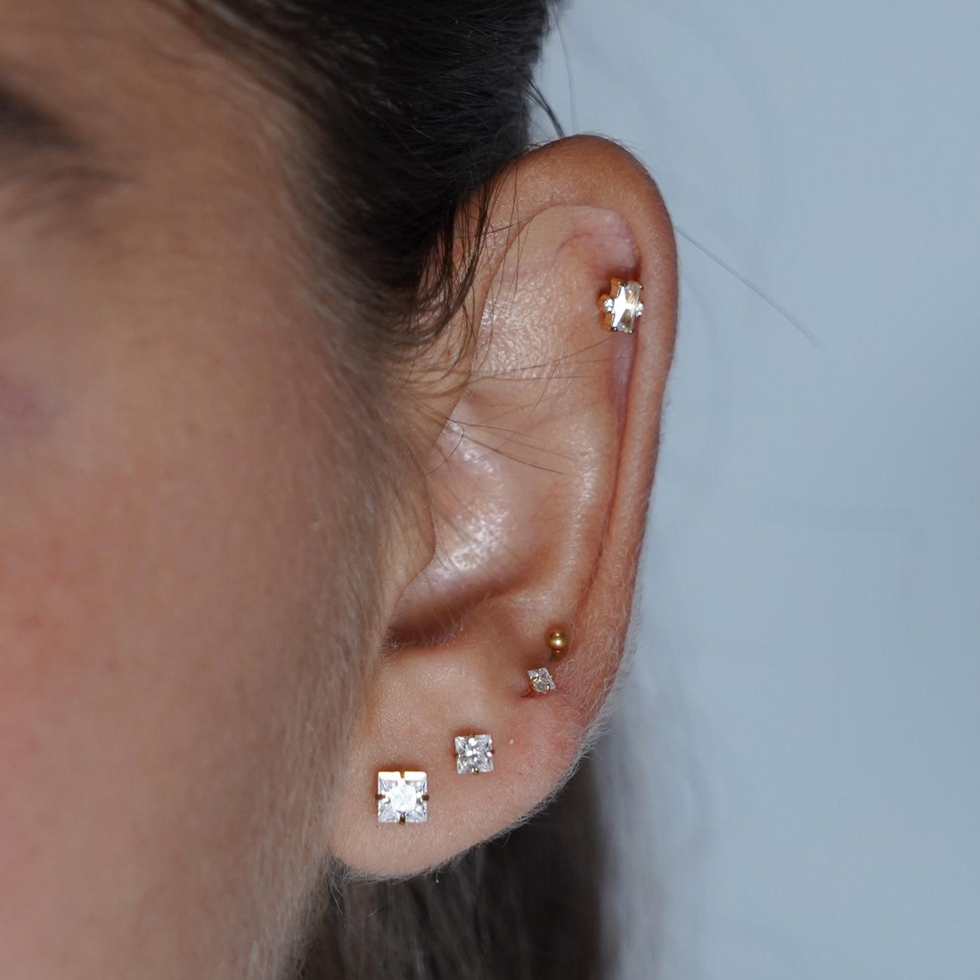 Midi Everyday Square Moissanite Stud